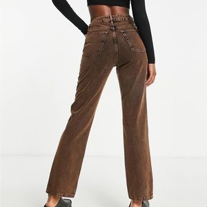 Top shop Dad jeans in brown overdye